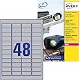 Avery L6009-20 Extra-Strong Adhesive Silver Heavy Duty Labels, 48 Labels Per A4 Sheet