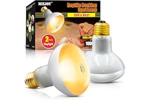 MIXJOY Reptile Heat Lamp, 2 Pack 100W Reptile Heat Lamp Bulbs, UVA Daylight Basking Spot Light for Reptiles and Amphibians - 