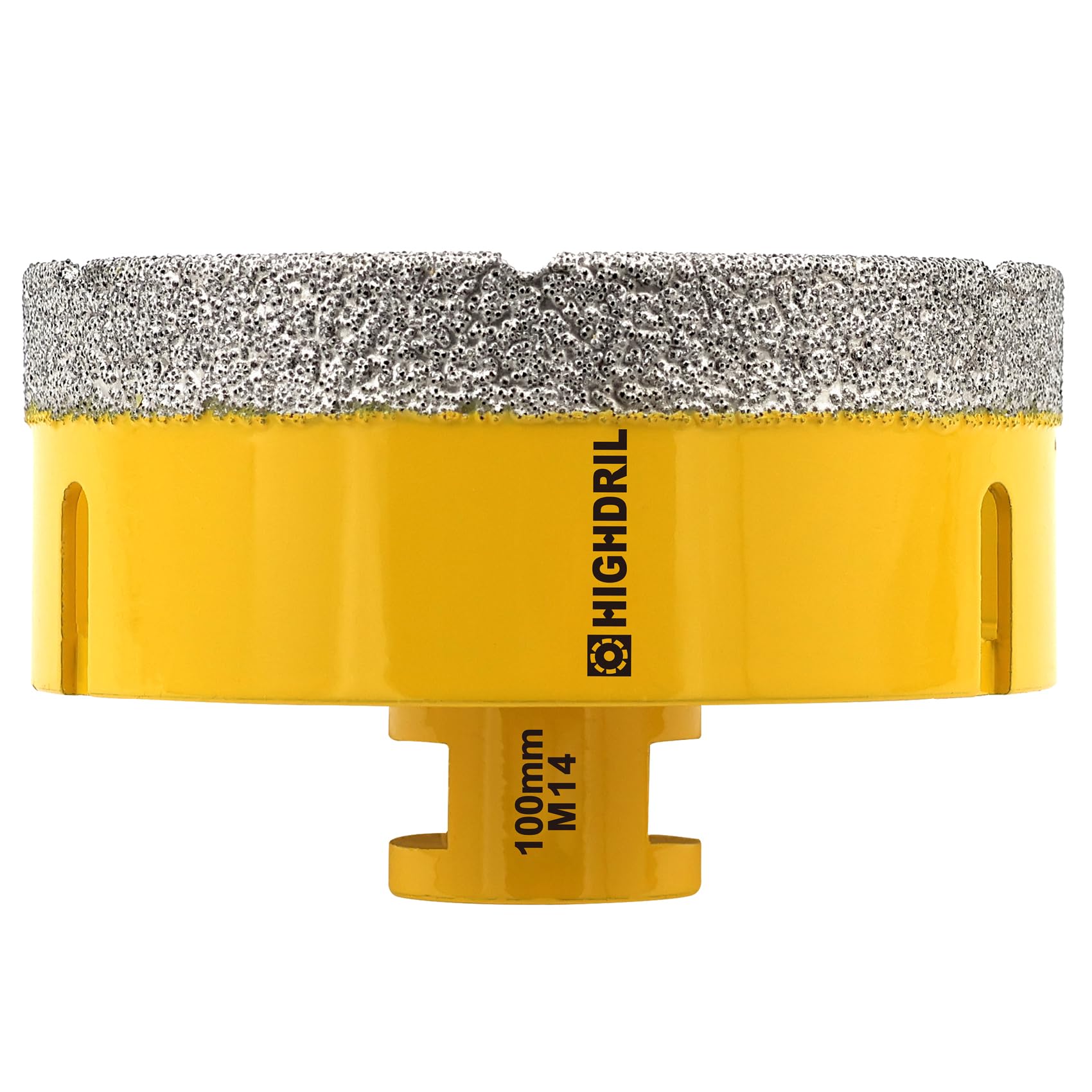 HIGHDRIL Diamond Core Drill Bit - 4"(100mm) with M14 Thread Dry drilling for Porcelain Tile Ceramic Granite Marble Stone Masonry Brick for Angle Grinders