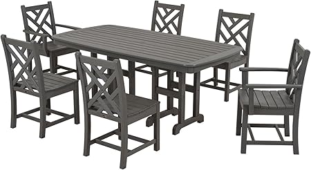 Amazon Com Polywood Pws121 1 Gy Chippendale 7 Piece Dining Set