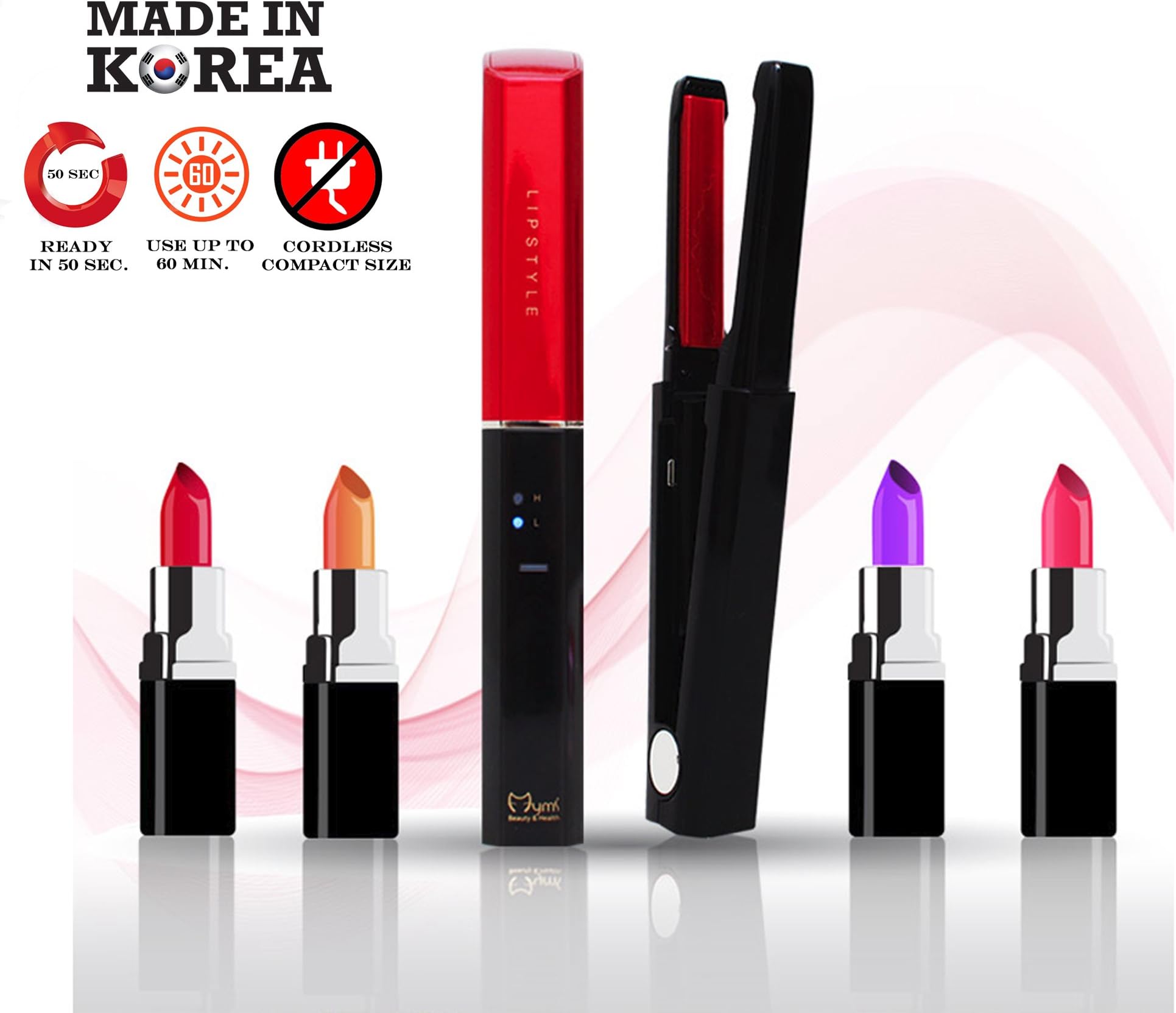 Portable Micro USB Charging Hair Styler (Bulit in Samsung Battery) - PINK