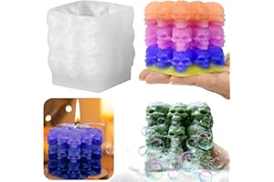 ZQYSING Halloween Candle Molds, 3D Skull Bubble Molds Cube Skull Resin Molds for Aromatherapy Candles Epoxy Casting Handmade Soap Halloween Home Decor