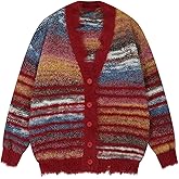 Wyeysyt Women Cardigan Sweater Oversized Open Front Casual Knit Cardigan Unisex Pinstripe Y2k Sweater