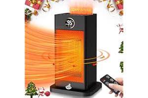 OKOIUM Space Heaters for Indoor Use,2023 Upgraded PTC Space Heater Large Room 1500W,2s Fast Heating Heater with Sensor/Humidifier/3D Flame Effect/Oscillating,Heater for Bedroom,Office,Heat Up 260 sq.ft