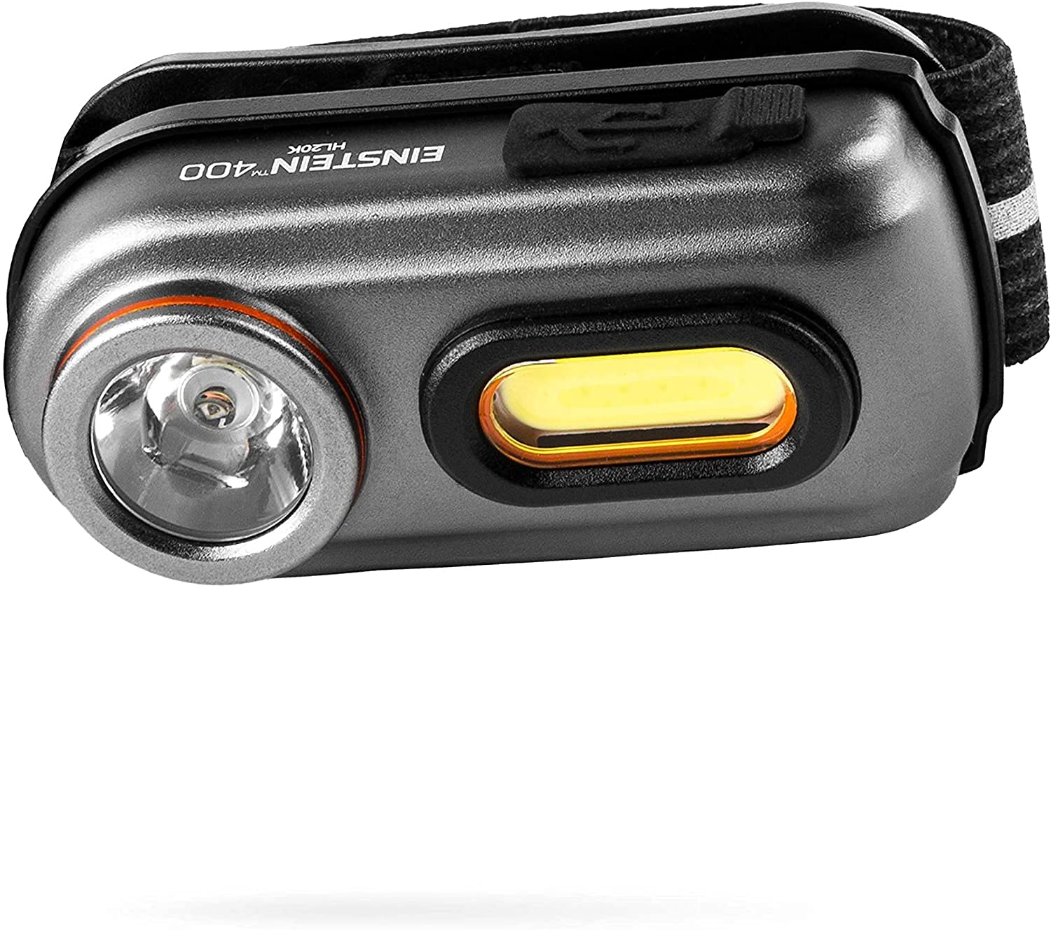 NEBO NB7005 Einstein 400, USB Rechargeable Head Torch with Dual Light Sources, Anodised Aircraft-Grade Aluminium, Water and Impact Resistant, 4 Light Modes for Walk,Red