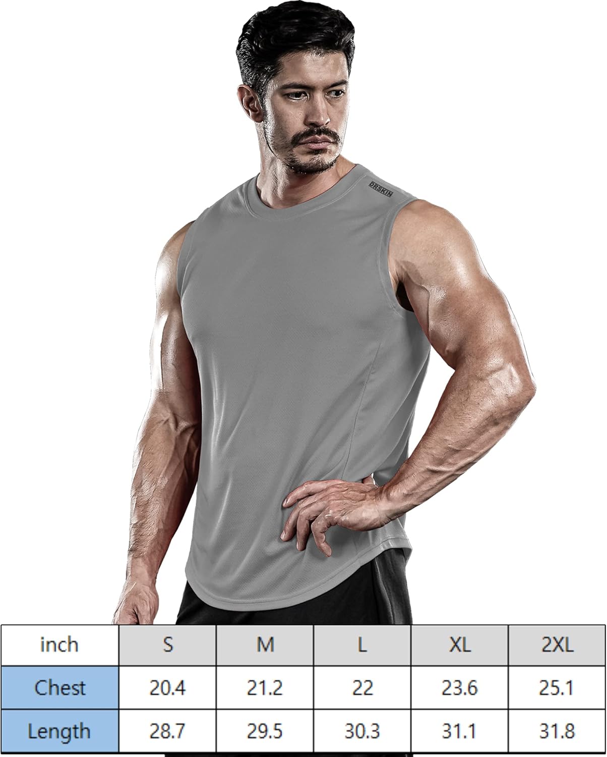DRSKIN Men's 3 Pack Dry Fit Muscle Tank Tops Mesh Sleeveless Gym Bodybuilding Training Athletic Workout Cool Shirts: Clothing