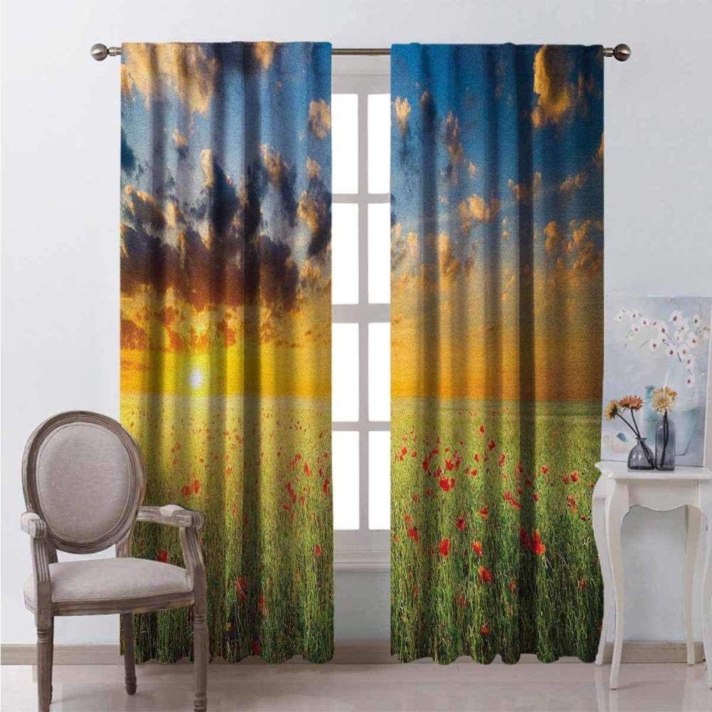 chinawh Blackout Vorhang Himmel Blumen Landschaft 140X100Cm Mit Ösen