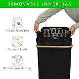 Nest Zest 60L Slim Laundry Basket with Lid Black Bamboo Rim Oxford Fabric view 3