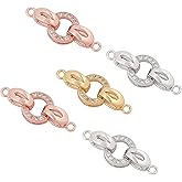 CHGCRAFT 5 Set 25mm Brass Micro Pave Cubic Zirconia Fold Over Clasps Oval Shaped Long-Lasting Mixed Color Clasps for Bracelet Necklace Anklets Jewelry Making Pendant Connector