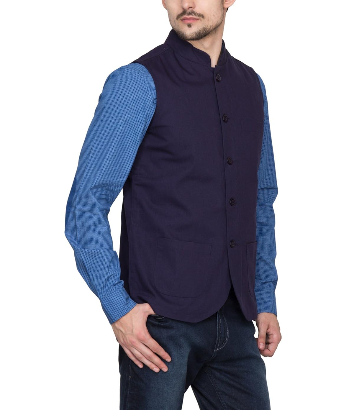 hypernation blue color twill waistcoat for men