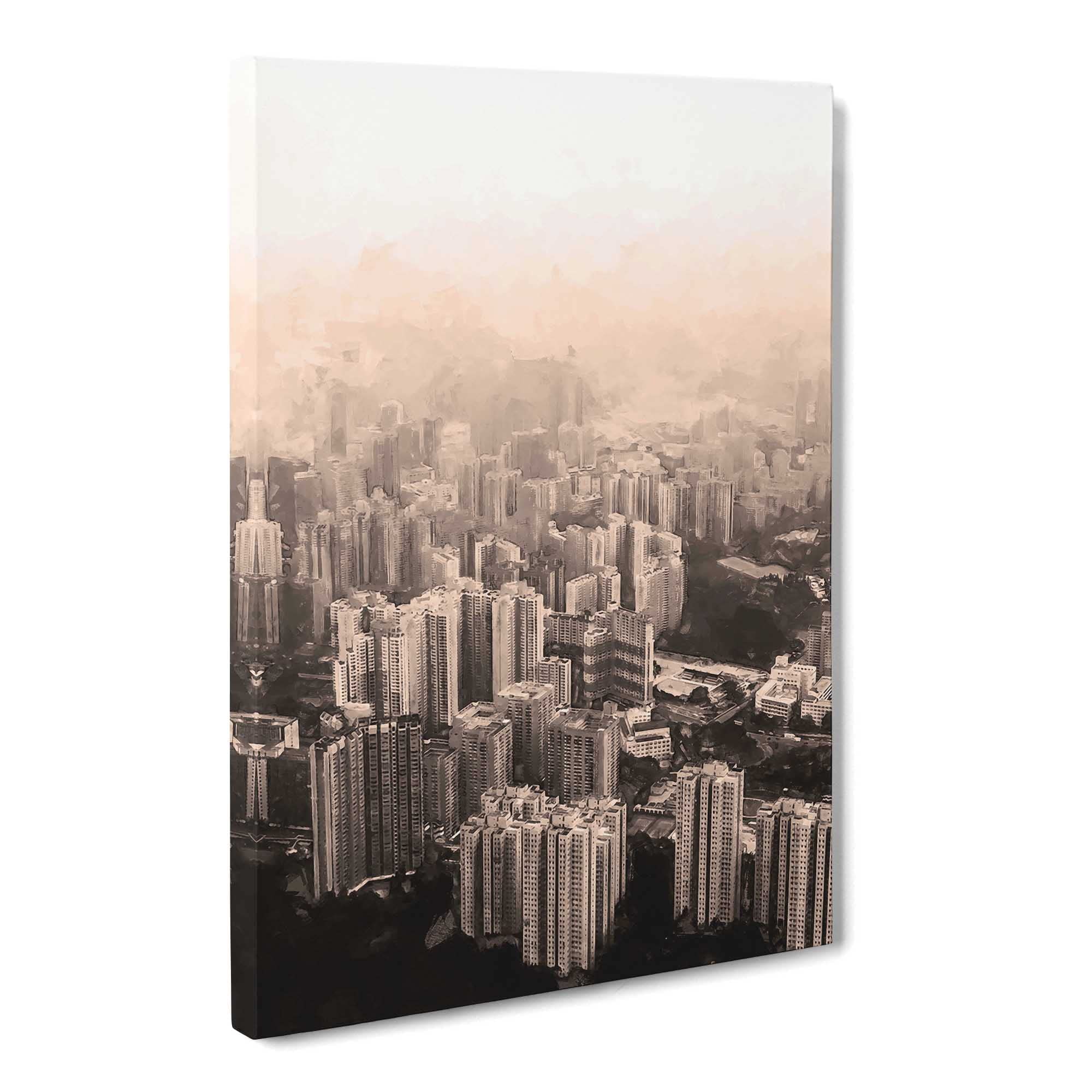 Hong Kong Skyline Abstract Art Canvas Print | Gallery Wrapped 30mm Frame Wall Art | 20x14 inches | Ready to Hang | Abstract Cityscape Picture | Living Room Bedroom Lounge Office