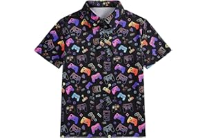 JOYTJPQ Boys Polo T-Shirt Kids Colorful Vedio Game Print Tee Tops Childs Turndown Collared Summer Shirt Clothes