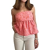 Women Y2k Tube Tops Strapless Floral Bandeau Vest Sexy Tie Up Sleeveless Backless Cute Tops Summer Grunge Clothes