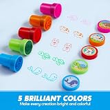 JOYIN 50 Pcs Animal Stamps for Kids Self Inking Stamp Set 5 Colors 50 Designs view 2