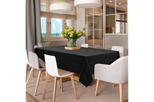 DWCN Rectangle Tablecloth - 54 x 80 Inch - Black Washable Polyester Waterproof Rectangular Table Cloth for Dining Room Tables