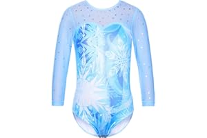 TFJH E Kids 3/4 Sleeve Girls' One Piece Sparkly Gymnastics Leotard Practice Outfits