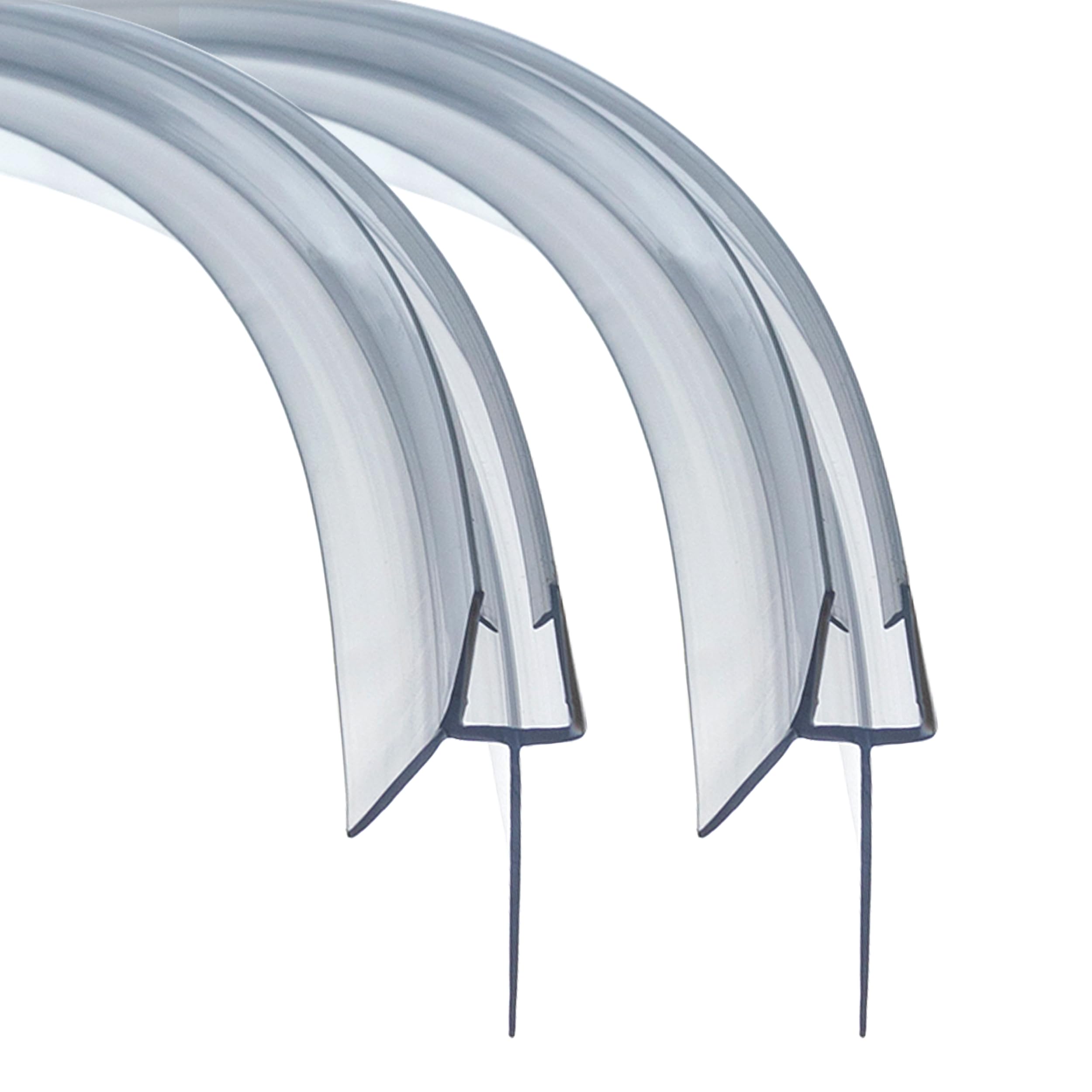 QOROCO Pre Curved Shower Door Seal Strip 2Pcs 90 cm for 4-6mm Curved Glass Covers up to 20mm Gap Shower Screen Seal Strip Replacement Pre - Curve Rubber Plastic Bath Shower Screen Seal Strip