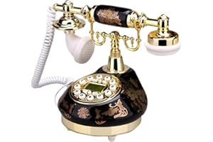 TelPal Corded Old Fashion Antique Landline Telephone Decor 1960, Wired Vintage Home Office Telephone Decor System, Ceramic Retro Caller ID Phone Set