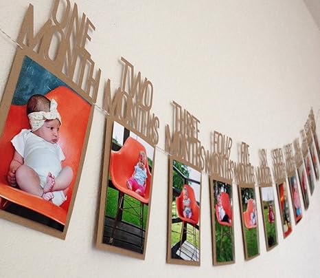 Istloho 1 Jahr Baby Geburtstag Bilderrahmen Postkarten Foto Bilder Bunting Banner Girlande Geschenk Dekoration zum Erstes Jah