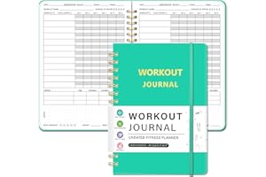 VCOOHM Workout Journal Fitness Planner for Men & Women - Undated Workout Log Book, Workout Tracker, Gym Exercise Calendar Notebook, 6.3"X8.4", Turquoise