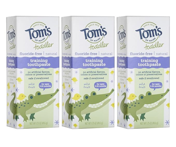 Amazon Com Tom S Of Maine Toddlers Fluoride Free Natural Toothpaste In Gel Mild Fruit 1 75 Ounce 3 Count Beauty