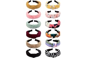 VELSCRUN 12 Pcs Womens Headbands Knotted Headbands for Women Wide Headbands Boho Bandeau Knot Turban Headband Hair Band Elastic Hair Accessories for Women