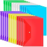 LEOBRO File Folders, 24 PCS A4 Plastic Envelopes with Snap Closure, Reusable Document Holder