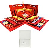 Hryan 5 Layer Gift Box, Multi Layered Explosion Photo DIY Box, Creative Surprise Picture Gift for Important Days and Holidays. (RED)