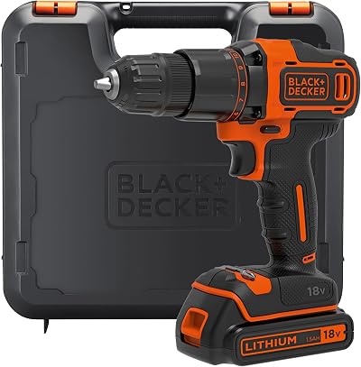 BLACK+DECKER 18V Hammer Drill 1400RPM 2 Speed Cordless Battery Charger Kitbox