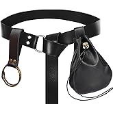 3 Pcs Halloween Renaissance Belt Pouch Coin Purse Phone Holder Skirt Hikes Medieval Viking Pirate Leather Belt Costume Sets (Black)