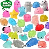 ORWINE Squishies 28pcs Mochi Squishys Toys 2nd Generation Party Favors for Kids Birthday Gift for Girl Boy Glitter Mini Squis