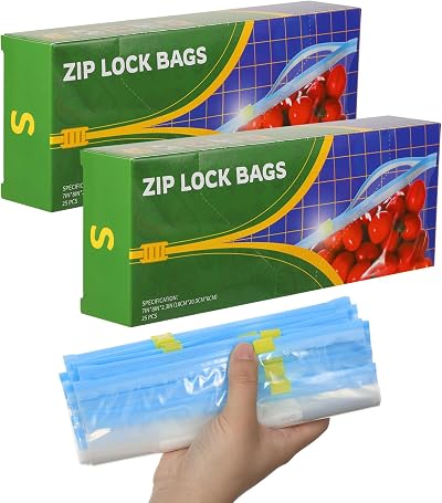Hemiks 50 Pcs 1L Reusable Zip Lock Freezer Bags with Expandable Bottom