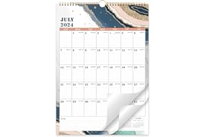 ARTFAN Calendar 2024-2025 - JUL 2024 - DEC. 2025, 18 Monthly Calendar 2024-2025 with Thick Paper, 12" x 17", Twin-Wire Binding + Hanging Hook + Large Blocks with Julian Dates - Sand
