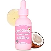 Coconut Dream Oil – Glow + Hydrate Face & Body Oil with Vitamins E & A – Lightweight, Non-Greasy Daily Moisturizer – 100% Natural, 2 fl oz