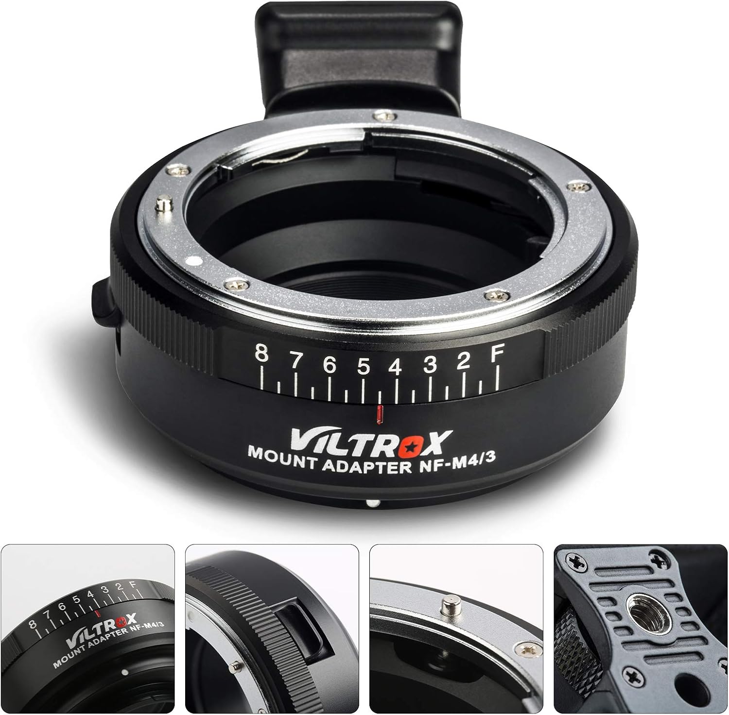 Viltrox NF-M4/3 Manual Focus Lens Mount Adapter for Nikon G/F/AI/S/D Type Lens to M4/3 Mount Camera GH5 GH4 GF1 GF6 GX85 GX7 E-M5 E-M10 E-M10II E-PL3 Pen-F with Aperture Dial