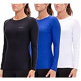 DEVOPS 3 Pack Women's Compression Shirt Dry Fit Long Sleeve Running Athletic T-Shirt Workout Tops
