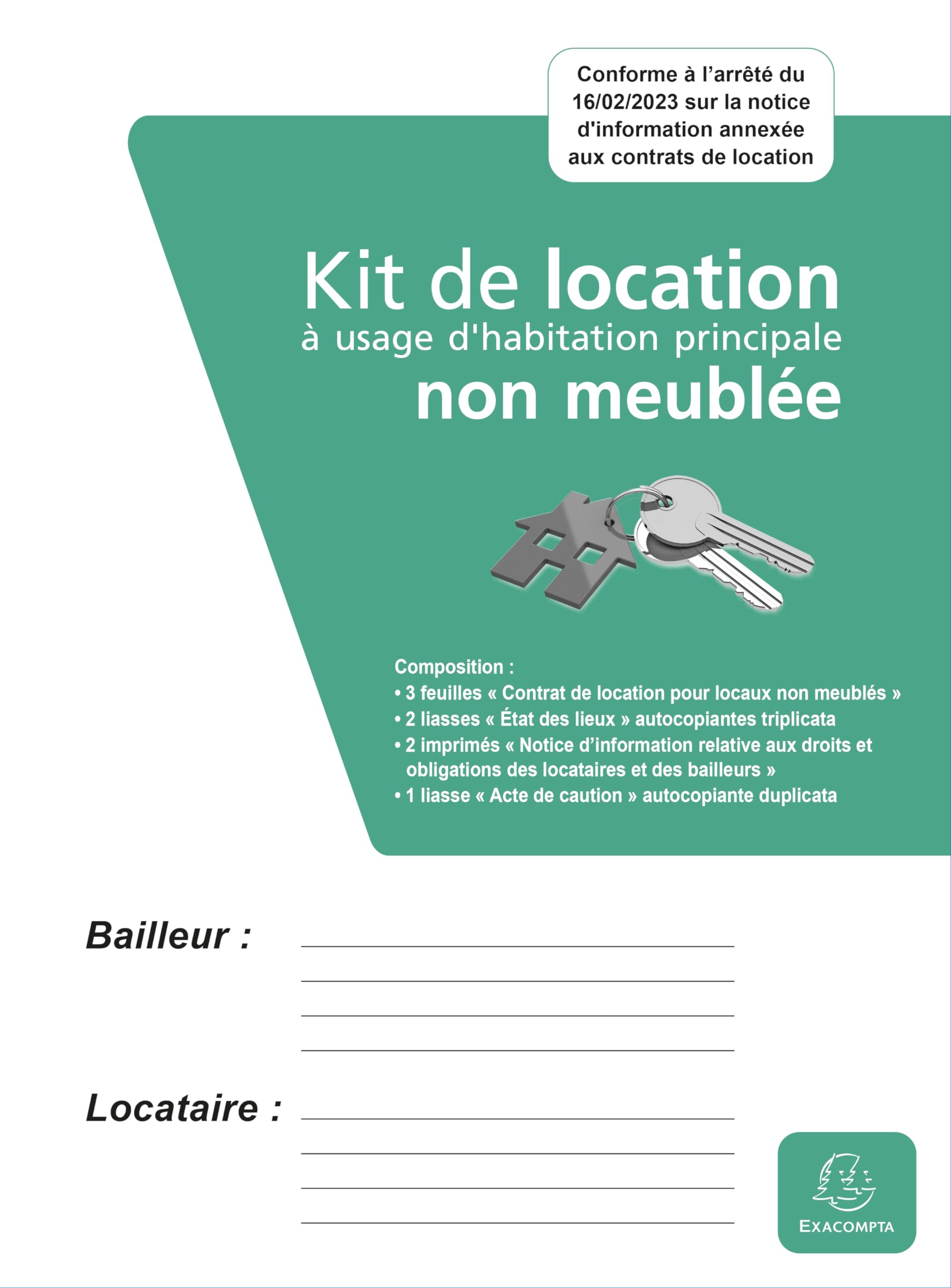 Exacompta - Ref. 41E - 1 unfurnished rental kit - This complete file includes all the mandatory documents to rent an unfurnished accommodation with complete peace of mind - 100% French manufacturing