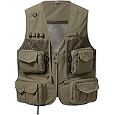 BASSDASH Men's Women's Utility Fishing Cargo Vest Outdoor Safari Photography Work Vest with Multi Pockets Mesh Back FV14