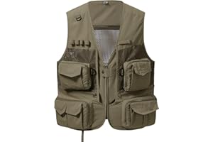 BASSDASH Men's Women's Utility Fishing Cargo Vest Outdoor Safari Photography Work Vest with Multi Pockets Mesh Back FV14