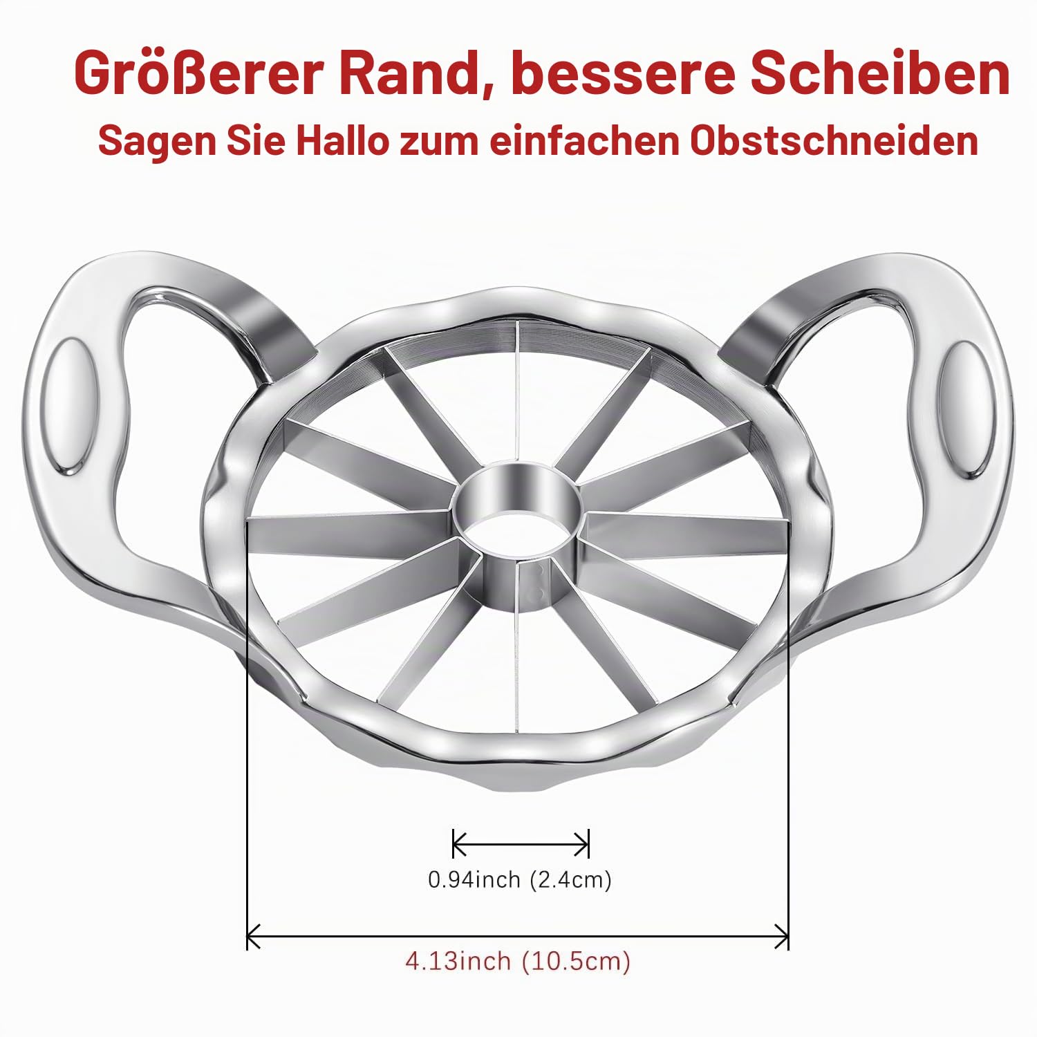 Apfelschneider aus 304 Edelstahl, Apfelentkerner 12 Scheiben, Großer Obstschneider mit Entkerner, Spülmaschinenfest – Keine Wasseransammlung, 2026 Upgrade, Null Kunststoffe 5