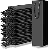 Fulmoon 80 Pack Wine Gift Bag Bulk, Luxury Wine Bags 3.7"x3.5"x14" Sturdy Wines Bottle Gifts Bag for Gifts, Party, Champagne, Retail, Party Favor, Business Gift Wrap(Black)