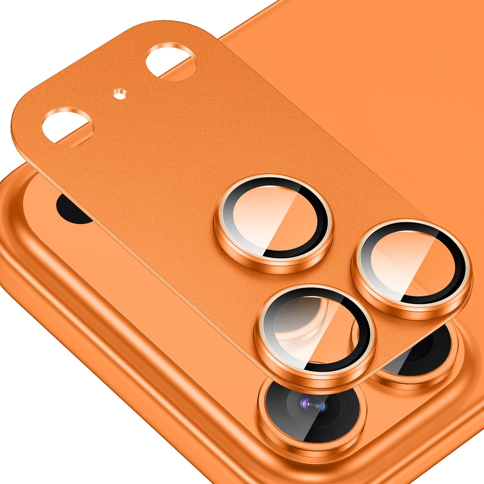 Tccvayar for iPhone 17 Pro Camera Lens Protector [Anti-Scratch] [Ultra HD Clear] [Strong Adhesion] Metal Aluminum Alloy Tempered Glass Camera Screen Cover(Cosmic Orange)