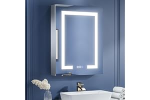 ExBrite LED Lighted Bathroom Medicine Cabinet with Mirror, 24 x 30 Inch, Recessed or Surface Mount, Anti-Fog, Stepless Dimmin
