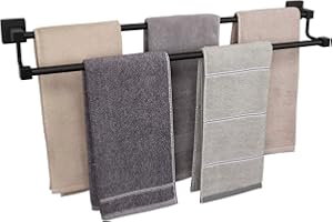 TocTen Double Bath Towel Bar - Thicken SUS304 Stainless Steel Towel Rack for Bathroom, Bathroom Accessories Double Towel Rod Heavy Duty Wall Mounted Square Towel Holder (Matte Black,30 INCH)