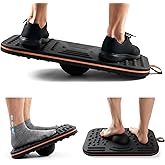 ERGO COLLECT 2-In-1 Standing Desk Balance Board &amp; Foot Mat, Black | Adult Under Desk Dual-Sided Balance Board with 360-Degree Swivel Wobble,Anti-Fatigue &amp; Foot Massage Design for Home Office