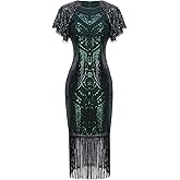 FAIRY COUPLE 1920s Knee Length Flapper Party Dress Layer Tassels Hem Sequined Cap Sleeve Cocktail Dresses