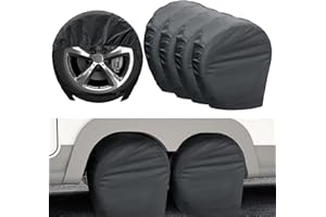 Joroamp Camper Tire Covers 4 Pack, RV Trailer Wheel Tire Cover Travel Boat Trailer Tire Covers Accessories for Trucks Storage, SUV, Jeep, Outside Tyre Cover Fits Tire Diameters 27-29 Inches(Black)