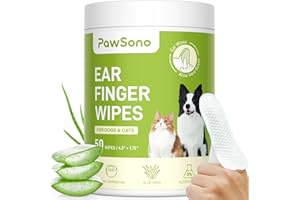 PawSono Ear Finger Wipes for Dogs & Cats, Thicker Dog Ear Cat Ear Cleaner Wipes, Natural Relief Cat Ear Cleaner Dog, Effectiv