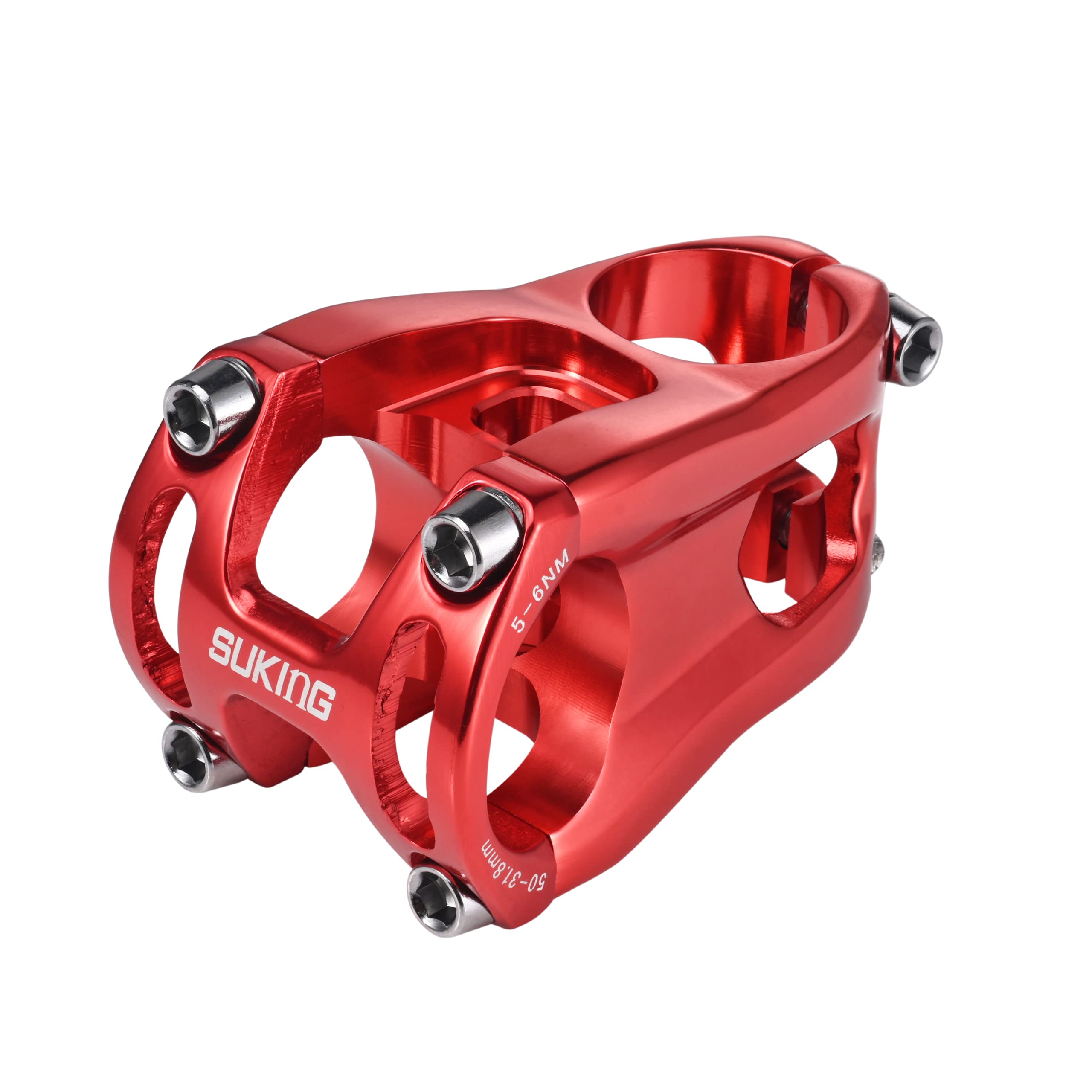 BESNIN Bike Stem MTB Downhill Bike Bicycle Stem 31.8 * 35/50mm 0 degree red/white for Downhill sports (0° 31.8×50mm red)