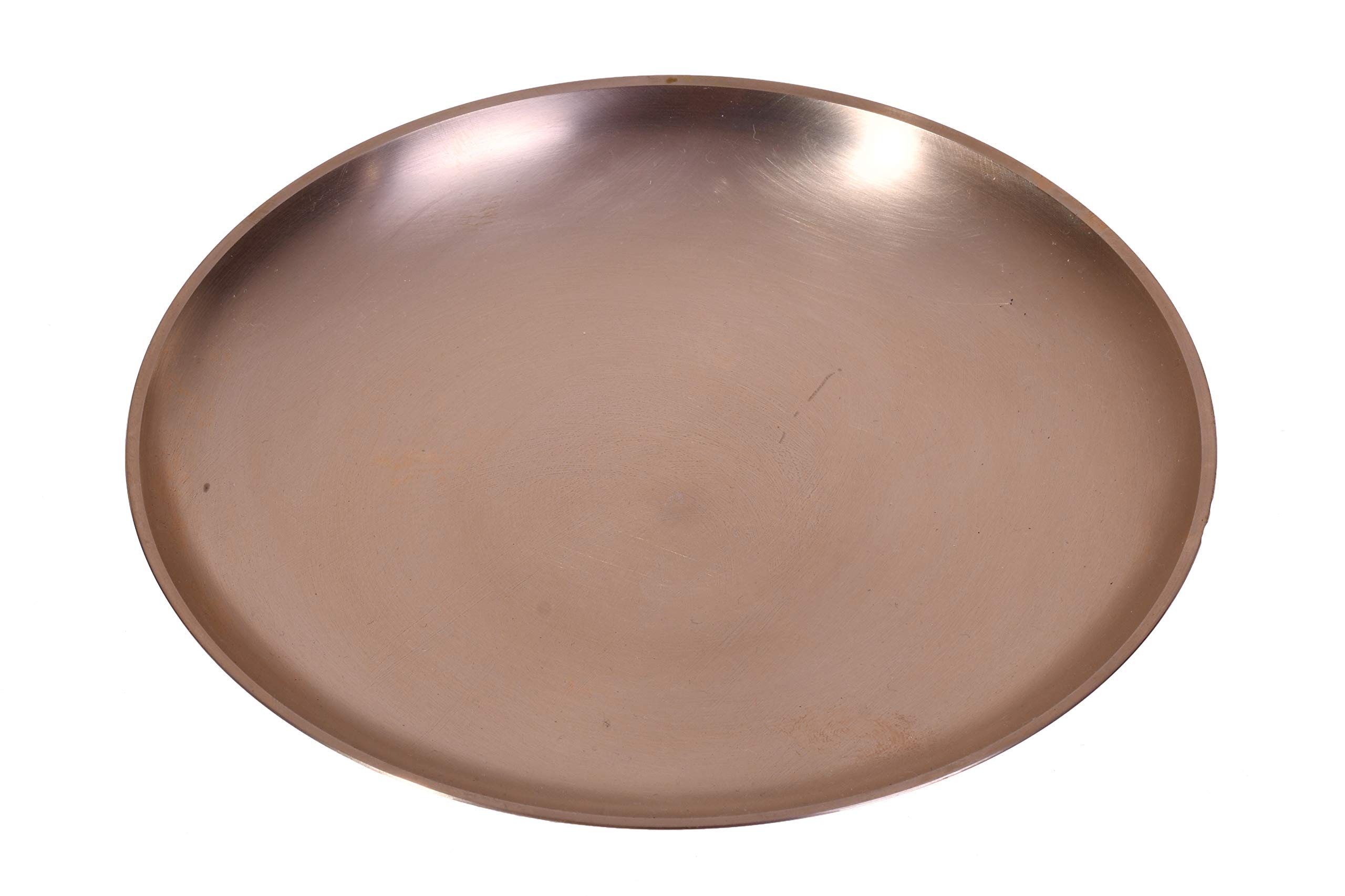DeKulture Kansa Serving Plate - 100% Bronze Platter for Rice, Biryani, Ramen, Noodle, Macaroni, Spaghetti and Pasta (10" Dia) - Indian Dinnerware